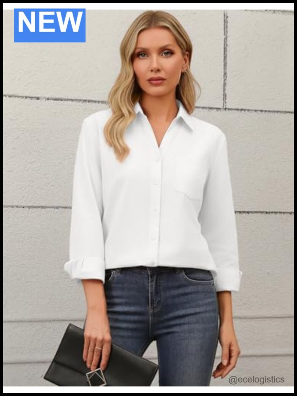 Long Sleeve Button Down Blouse Dressy Casual Work Shirt for Women - Picture 3 of 6